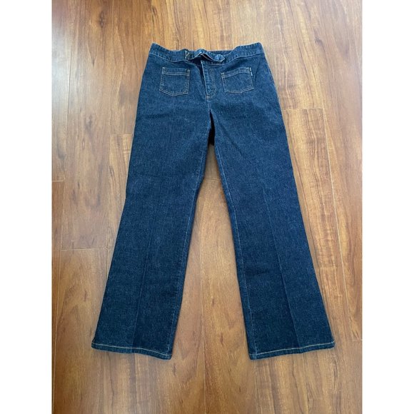 Dkny Denim - DKNY JEANS Womens Wide Leg Blue High Rise Jeans Dark Wash size 10